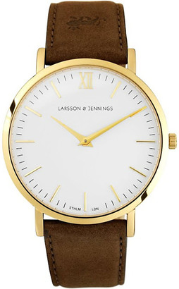 Larsson & Jennings Lader Brown gold-plated and leather watch
