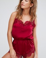 Thumbnail for your product : Glamorous Oxblood Lace Insert Playsuit