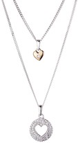 Thumbnail for your product : Love Diamond Sterling Silver and Rose Gold Set of Two Diamond Set Heart Pendant Necklaces