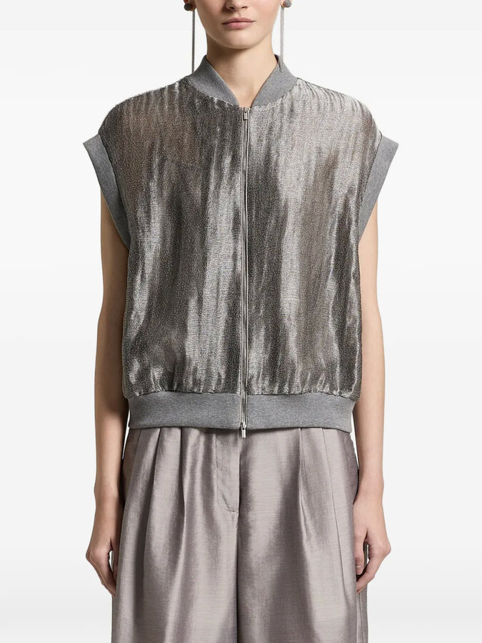 Peserico Zip-Up Sleeveless Bomber Jacket