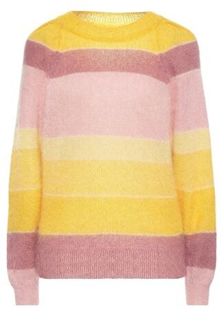 pink purple blue yellow sweater
