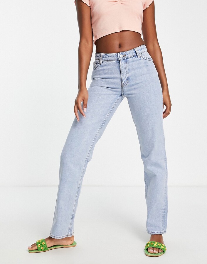 Monki Zami high waist straight leg jeans in vintage blue - ShopStyle