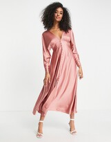 Thumbnail for your product : ASOS EDITION satin lattice-back midi dress in dusky rose
