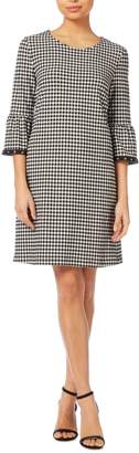 Oui Gingham flute sleeve dress with eyelet detail