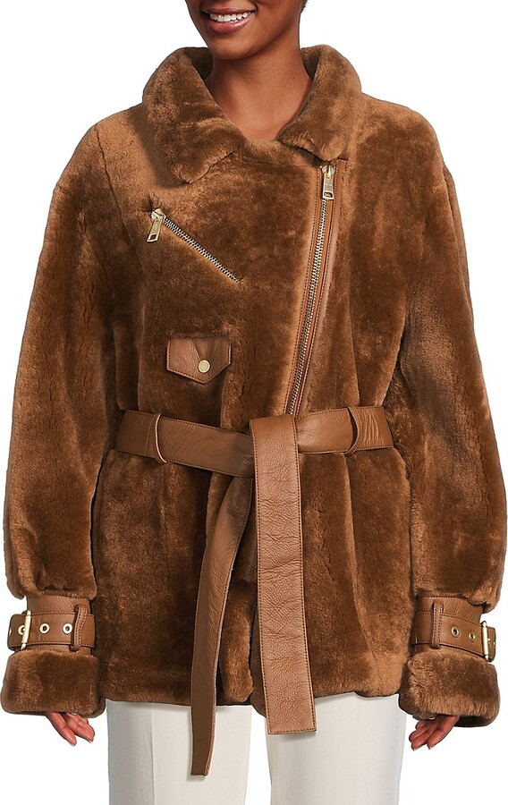 Nicole Benisti Elizabeth Shearling Belted Jacket - ShopStyle