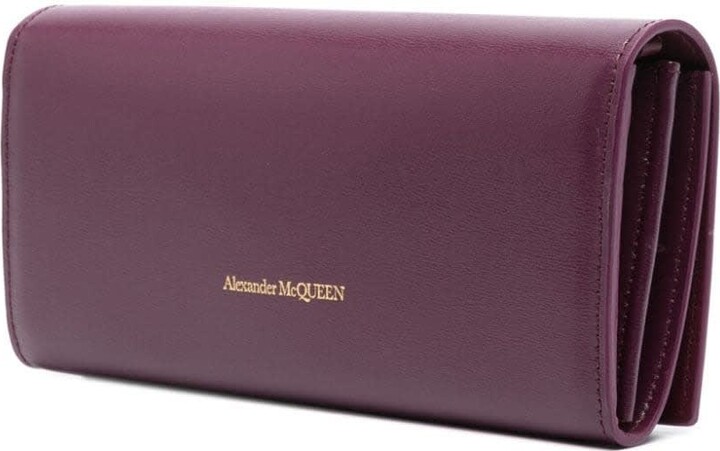 Alexander McQueen Bordeaux Shoulder Wallet With Gold Skull - ShopStyle