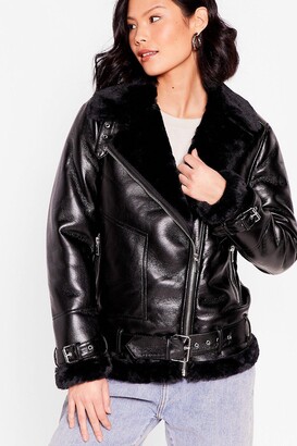 Nasty Gal Womens Faux Fur Lined Aviator Jacket - Black - 10