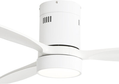 52 Inch Flush Mount Ceiling Fan With Light, Solid Wood Blades, Quiet Reversible Motor, Smart Remote Control For Bedroom, Living Room
