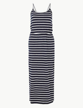 Marks and Spencer PETITE Pure Cotton Striped Waisted Maxi Dress