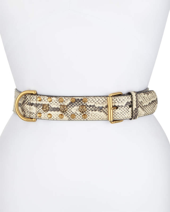 Gucci Python Tiger-Detail Belt - ShopStyle