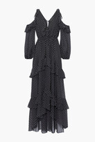 Thumbnail for your product : Dundas Cold-shoulder Ruffled Polka-dot Silk-chiffon Maxi Dress