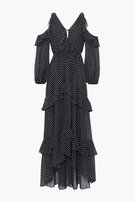 Dundas Cold-shoulder Ruffled Polka-dot Silk-chiffon Maxi Dress