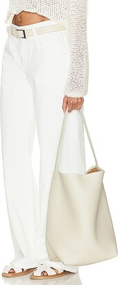 The Row North South Park Leather Tote Bag in Ivory