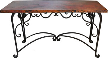 August Grove Santa Fe Copper Top Iron Scroll Dining Table