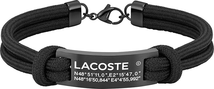 Lacoste Jewelry Monogram Leather Ionic Plated Thin Gold Steel in