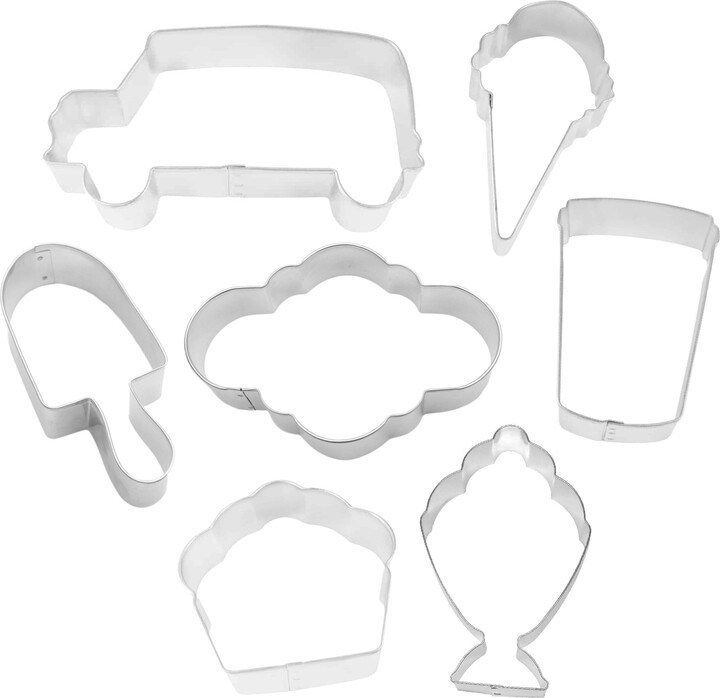 7 Piece Ice Cream Truck Cookie Cutter Set Sundae Cone Milkshake Metal | Cutters