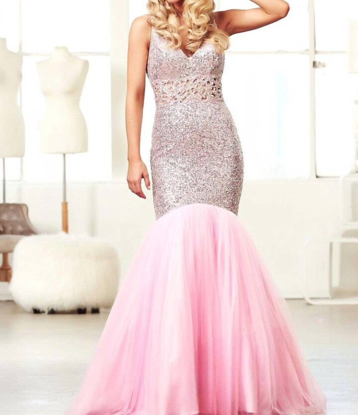 Mac Duggal Glittering Mermaid Prom Dress In Baby Pink