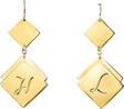 Heights Jewelers Personalized Engraved Diamond-Shaped Initial Earrings in 14kt Gold Plated Sterling Silver or Sterling Silver
