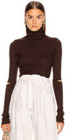 Thumbnail for your product : Helmut Lang Slash Rib Turtleneck Top in Chocolate | FWRD