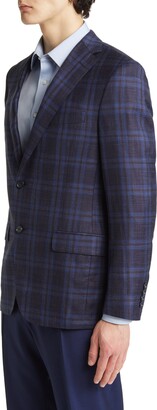 Hickey Freeman Plaid Wool Blend Sport Coat