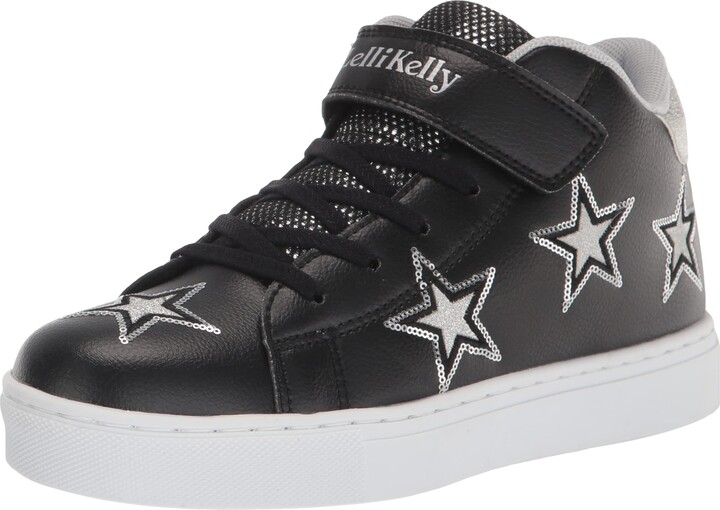 Lelli Kelly Kids Girls Mid Rise Sneakers with Stars 11 Black/Silver Stars