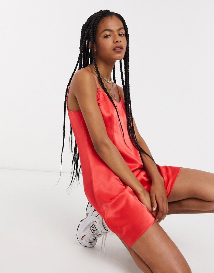 And other stories & satin mini slip dress in red - ShopStyle
