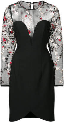 Black Halo floral embroidered sheer panelled dress
