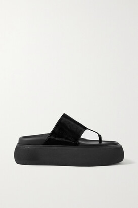 ATTICO Selene Patent-leather Platform Flip Flops - Black