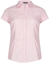 Thumbnail for your product : Marks and Spencer M&s Collection No PeepTM Easy to Iron Short Sleeve Striped Shirt for the Fuller Bust