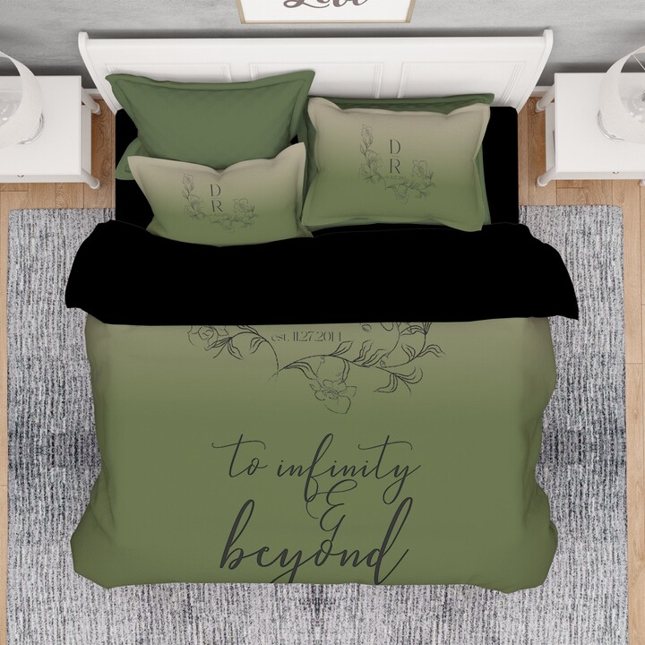 Etsy Custom Initial Comforter Set Green Infinity Design, Couple Gift