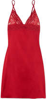 Thumbnail for your product : Stella McCartney Lottie Lusting Leavers Lace And Stretch-silk Satin Chemise