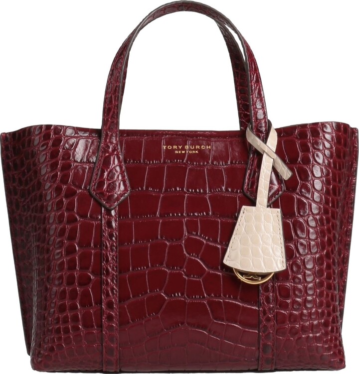 Tory Burch Burgundy Saffiano Leather Tote Bag