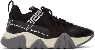 Versace Black & White Suede Squalo Sneakers
