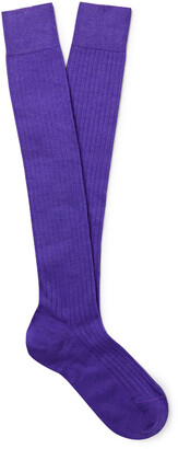 Charvet Ribbed Cashmere, Wool And Silk-Blend Over-The-Calf Socks