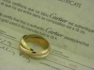 Cartier 18K Yellow Tri-Color Gold Rolling Bands Ring Size 10