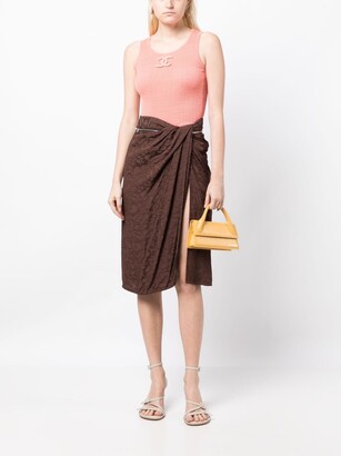 Chanel Pre-owned CC Knitted Top and Skirt Set - Brown