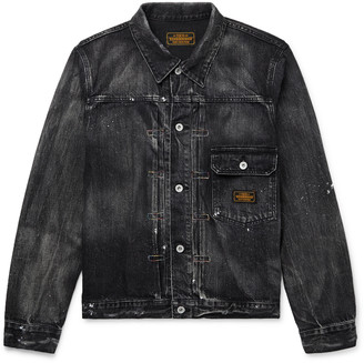 paint splatter denim jacket mens