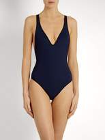 Thumbnail for your product : Diane von Furstenberg V Neck Cross Back Reversible Swimsuit - Womens - Navy