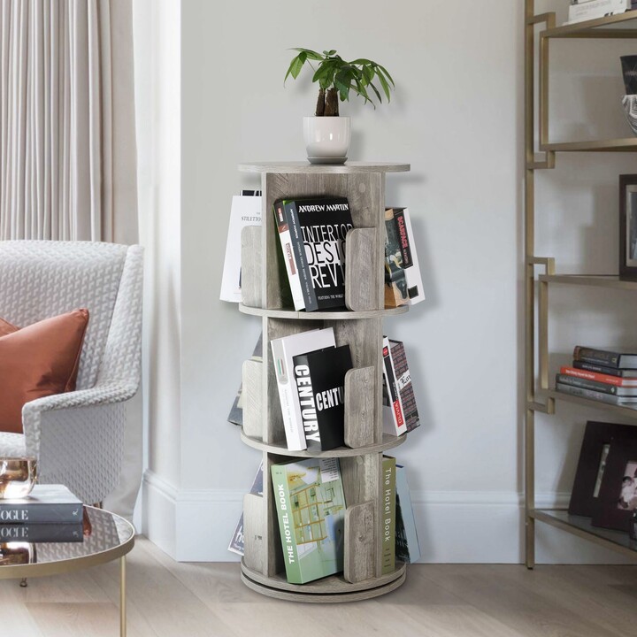 IHOMEadore 4Sided Rotating Bookshelf Revolving 3Layer Media Storage