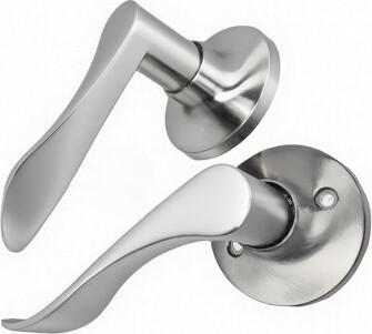 Fixturedisplays® Door DUMMY Leve Handle No Lock, Interior Reversible Wave Handed Lever Deadbolt Not Included, Matte Satin Nickel 15971