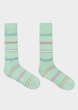 Paul Smith Men's Mint Green Bright Thin-Stripe Socks