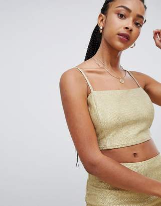 Emory Park cami crop top in sparkle fabric co-ord