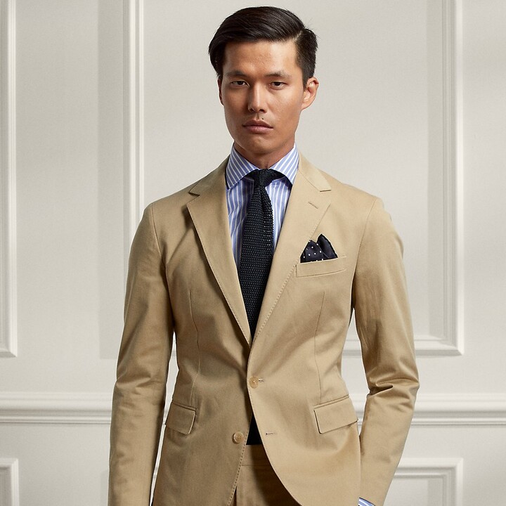 tan suit jacket
