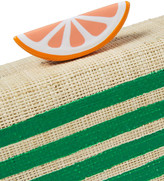 Thumbnail for your product : Kayu Appliqued Striped Woven Straw Clutch