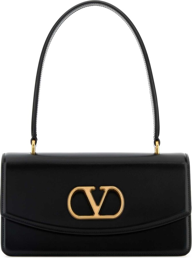 Valentino Garavani Black Leather Vain Shoulder Bag