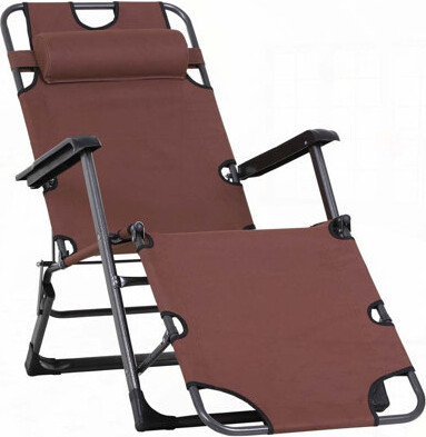 Folding Chaise Lounge Chair for Outside, 2-in-1 Tanning Chair with Pillow & Pocket, Adjustable Pool Chair