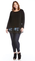 Thumbnail for your product : Karen Kane Plus Size Women's Flower Embroidery Layered Hem Top