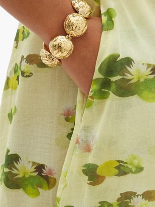 GALANTHYA Cassandra Lotus Flower-print Cotton-voile Dress - Yellow Print