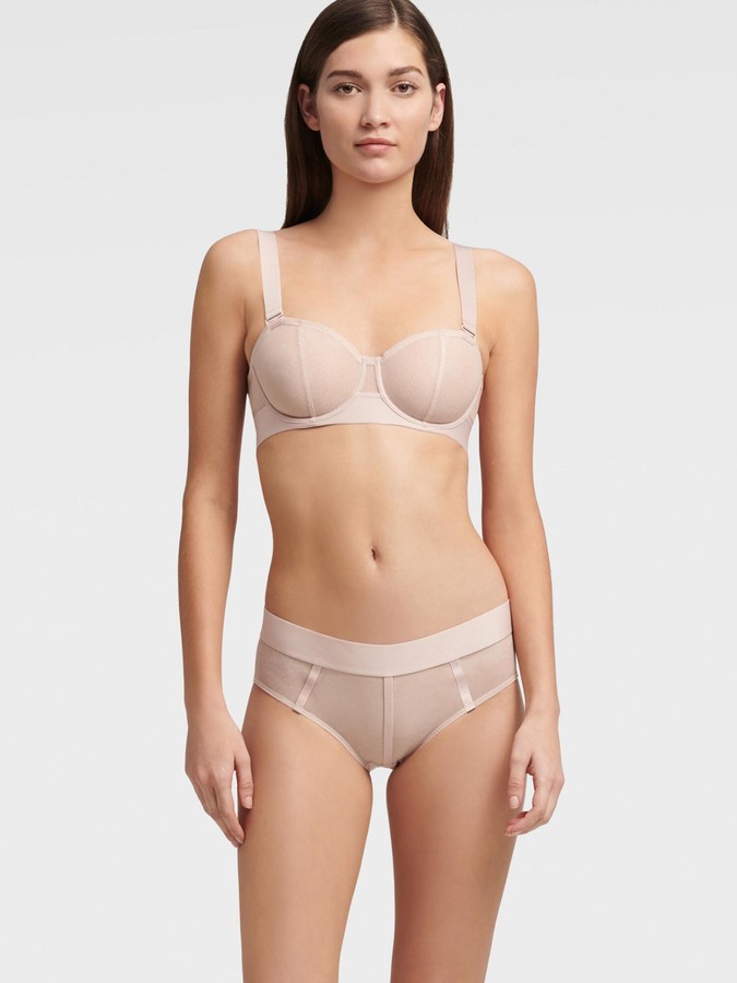 DKNY Women's Sheer Convertible Strapless Bra Blossom Lurex Size 32