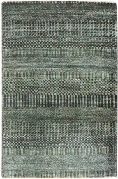 Latitude Run 2'x3' Seaweed Green Modern Grass Design Lush and Plush Hand Knotted Wool with touch of Silk Tone on Tone Sample Mat Oriental Rug